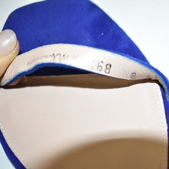 $500 STUART WEITZMAN SIMPLE SQUARE TOE SUEDE SANDAL NUDIST ROYAL BLUE 8 (DA9) - Picture 6 of 6